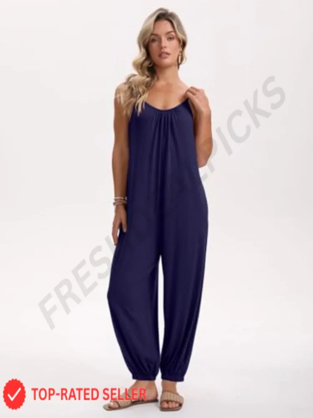 Sleeveless Spaghetti Strap Jumpsuit for Women Casual Summer Romper with Pockets